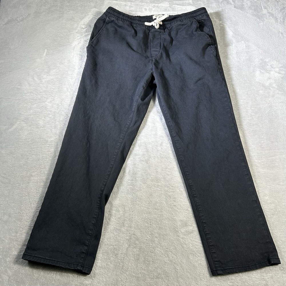 Marine Layer Saturday Slim Straight Twill Pant Mens L Faded Black Organic Cotton